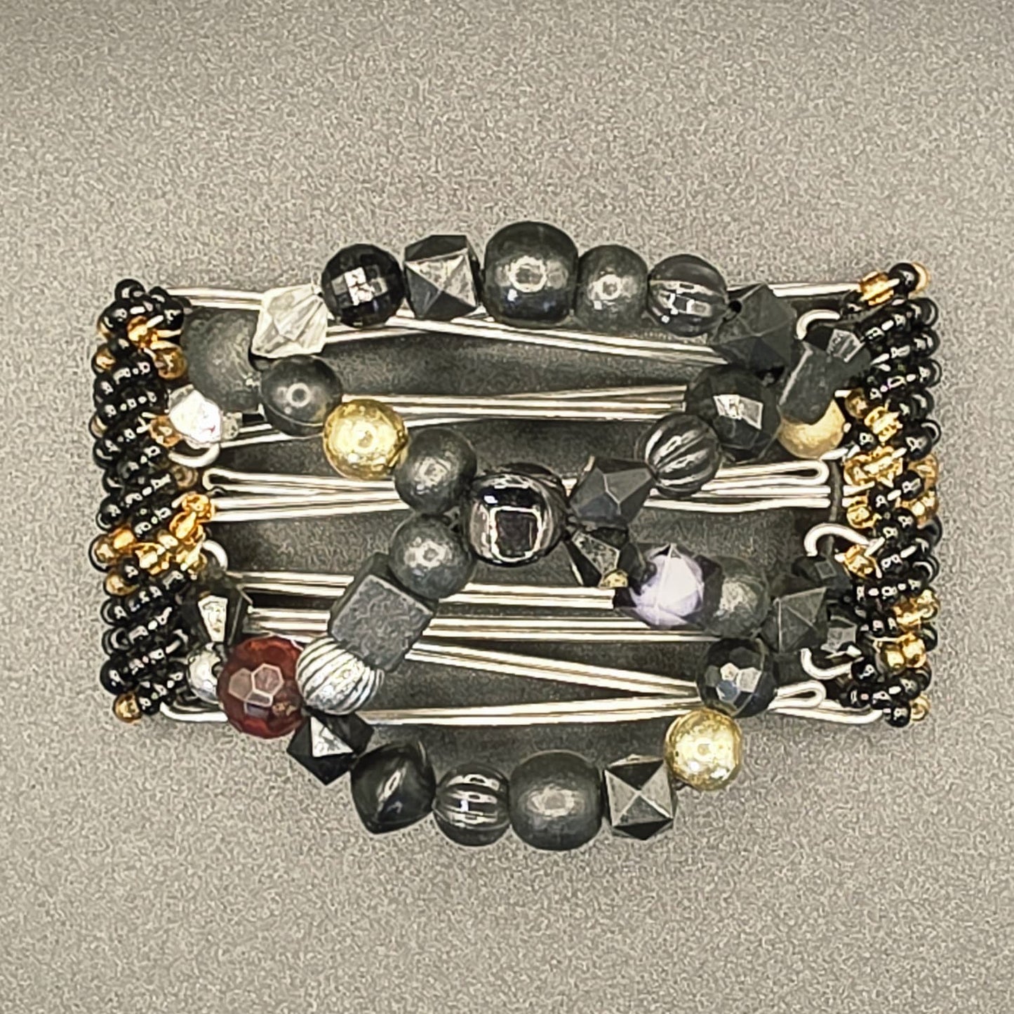 5 Tooth Small hair comb by The Hair Jeweler Inc., Black and gold elegant mix