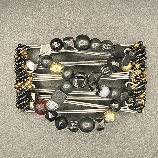 5 Tooth Small hair comb by The Hair Jeweler Inc., Black and gold elegant mix