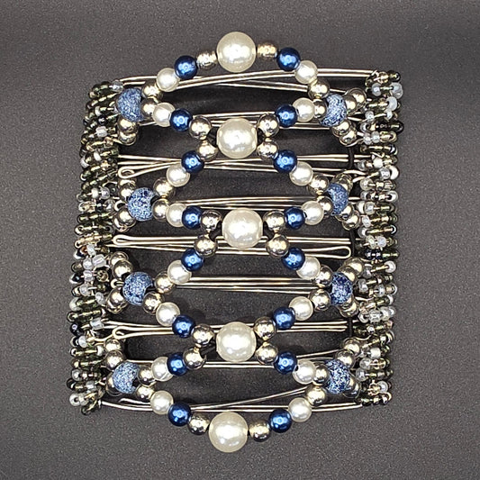 9 Tooth Large Hair comb by The Hair Jeweler Inc. Formal navy blues and pearls