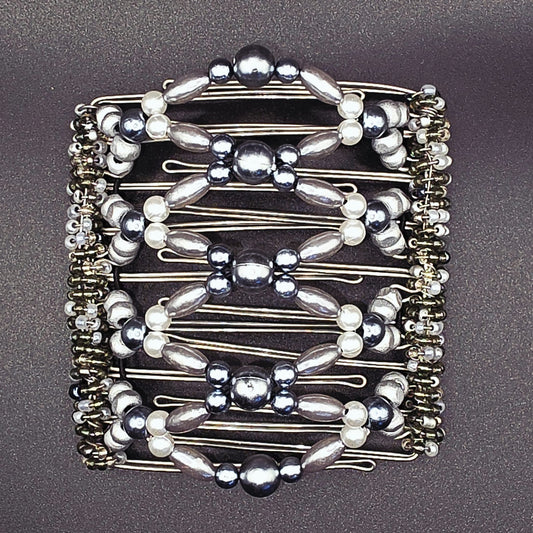 9 Tooth Large Hair comb by The Hair Jeweler Inc. Silver tone grey, neutral