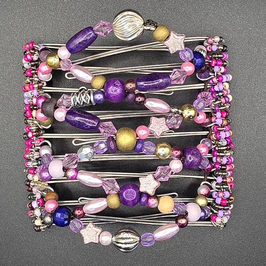 9 Tooth Large hair comb by The Hair Jeweler Inc., Imperial purple and gold mix,
