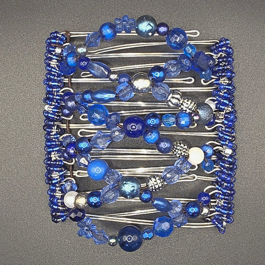 9 Tooth Large Hair comb, Hair Clip, Royal Blue Chunky Mix, Shades of Blue, Hair Things, Gifts for Her