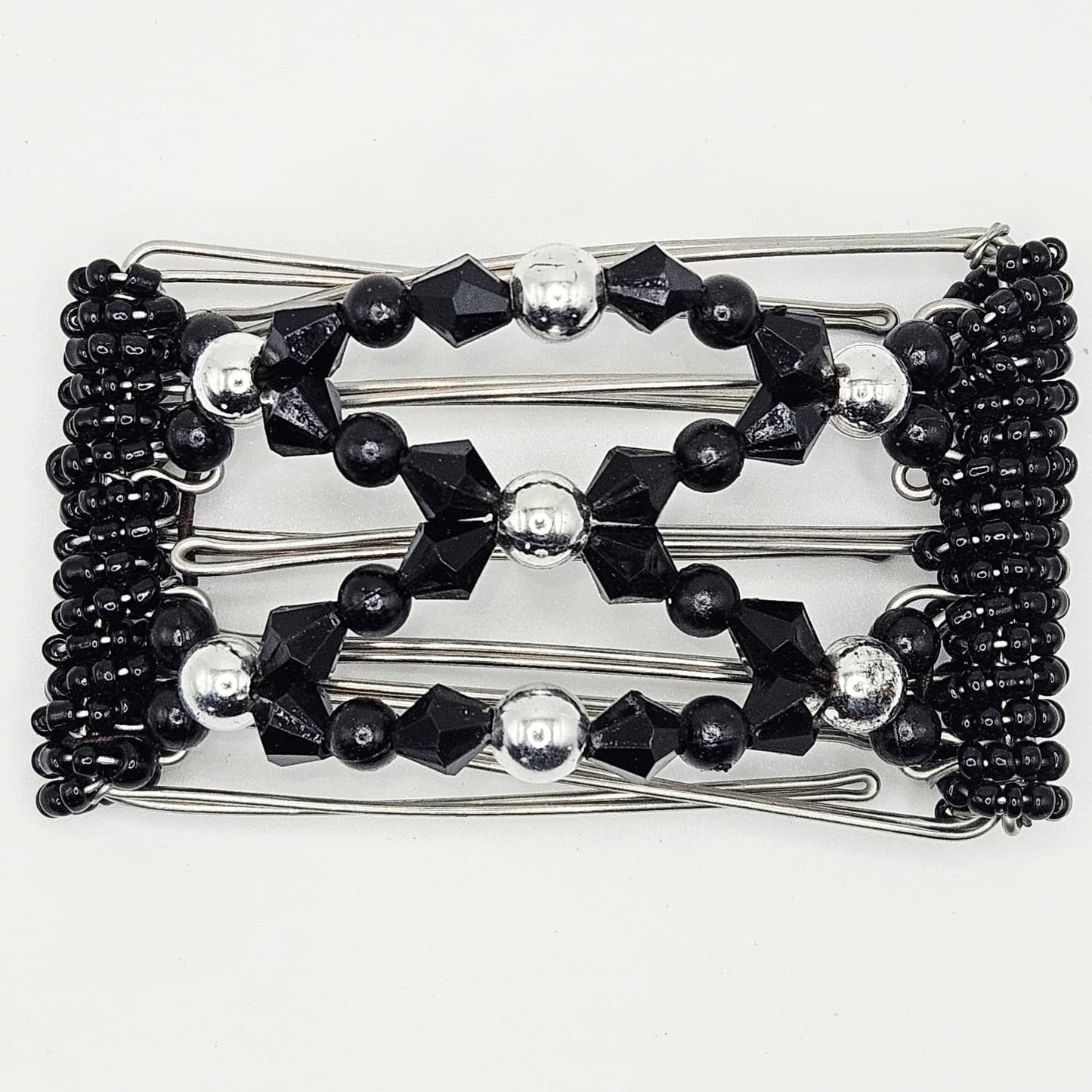 5 Tooth Small Hair Comb, Sparkling Black, Silver Tone, Little Black Dress, Hair Clips, The Hair Jeweler Inc.