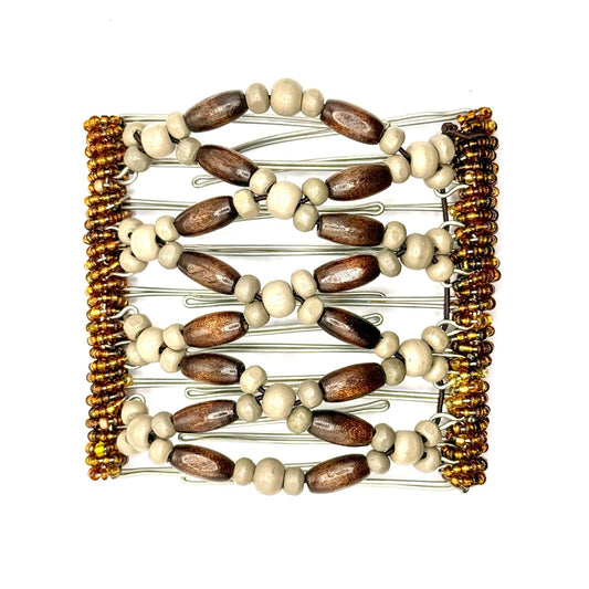 9 Tooth Large Hair Comb, Dark Brown Wood, Gray, Neutral, Minimalist, Thick Hair, The Hair Jeweler Inc.