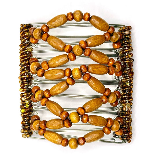 9 Tooth Large Hair Comb, Light Brown Wood, Blonde, Neutral, Minimalist, Thick Hair, The Hair Jeweler Inc.